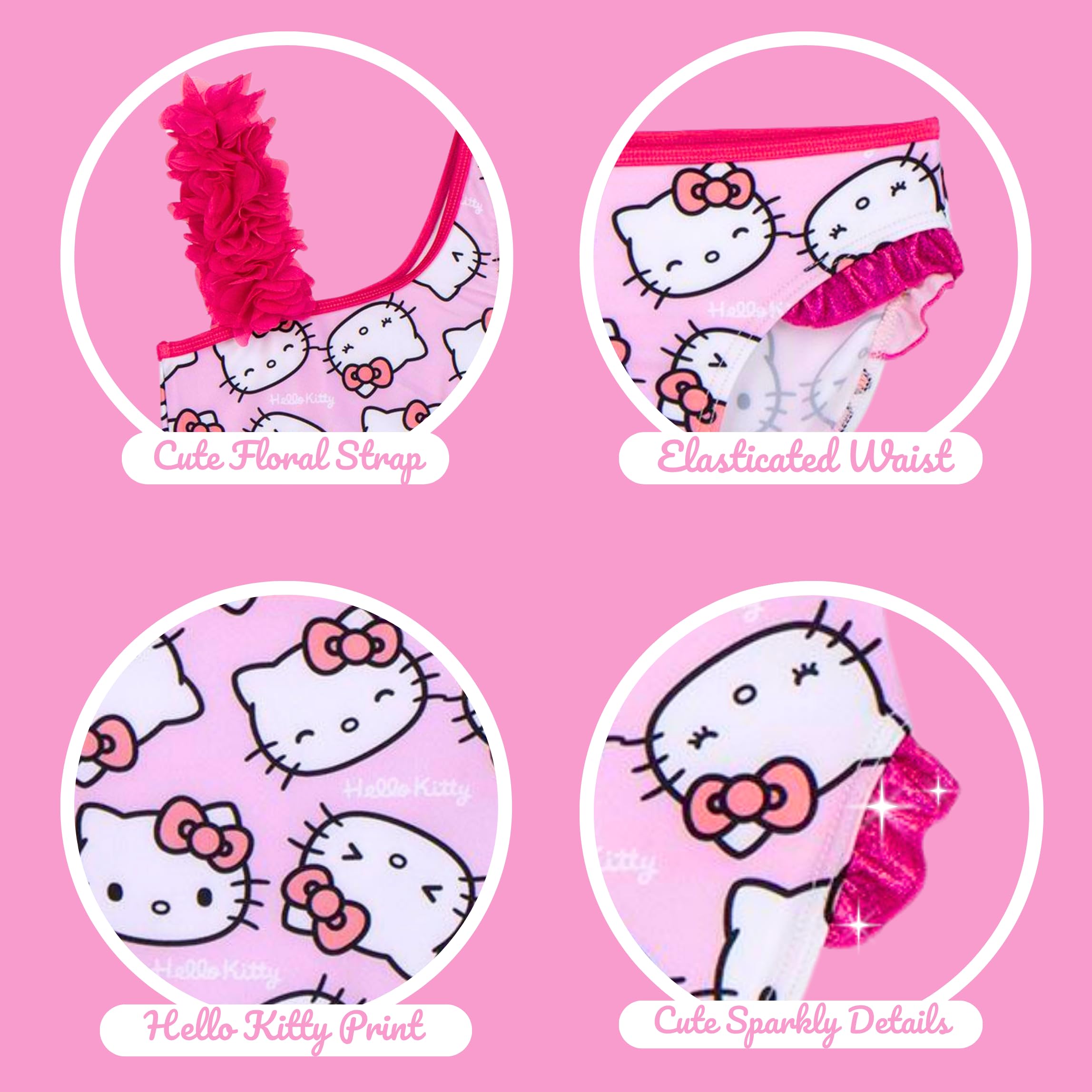 Hello Kitty Bikini Deux Pièces pour Filles, Maillot de Bain D'été pour Enfants, Tailles 3 à 7 Ans