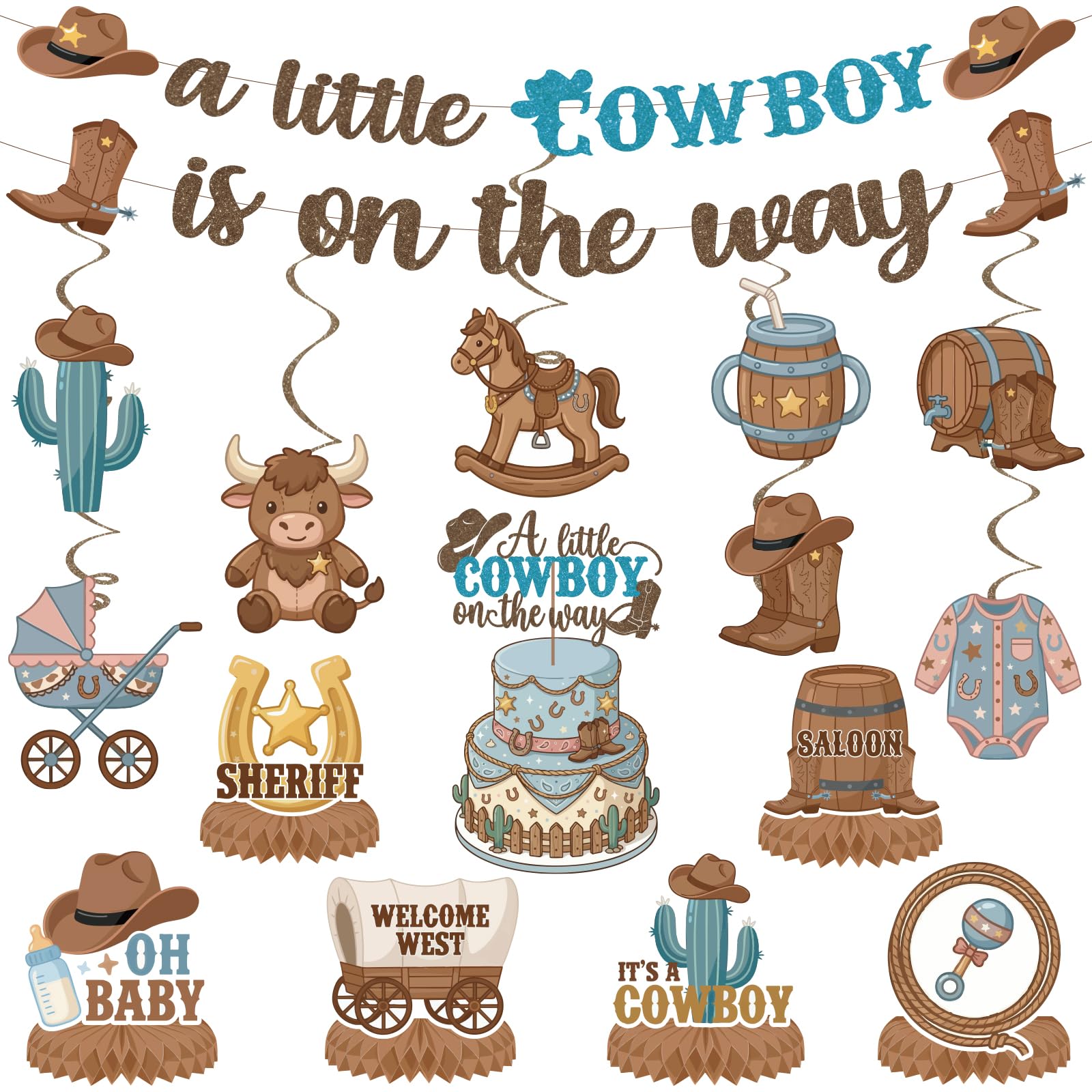 Cowboy Baby Shower Party Decorations - Western Baby Shower Party Supplies