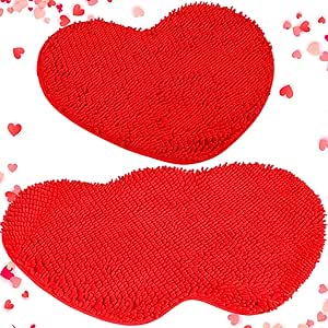 Amazon.com: Timgle 2 Pcs Valentine's Day Rug Red Heart Shaped Bathroom ...