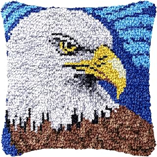 Latch Hook Pillowcase Kits Eagle Bird Latch Hook kit Cushion Throw Pillow Embroidery Craft Kits for Beginner DIY Latch Hook Rug Kit with Printed Canvas Hobby & Craft 43x43cm