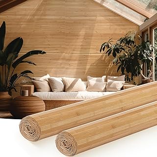 Juexica 2 Pcs Natural Bamboo Wall Panel for Interior Wall 48'' x 96'' Ba...