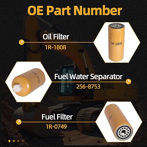Miniatura 3 de 1R-1808 1R-0749 256-8753 Kit de filtros (juego de 3), filtro de combustiblefiltro de aceiteseparador de agua para motor Caterpillar Cat, para la