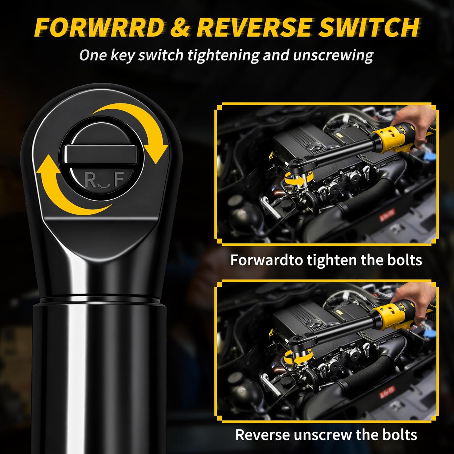 3/8" Cordless Ratchet Wrench Set Compatible with DEWALT 20V MAX Battery,74Ft-Lbs Brushless Motor Power Electric Ratchet Tool Kit, 1/4" Adapters, 3" Extension Bar & 7 Sockets