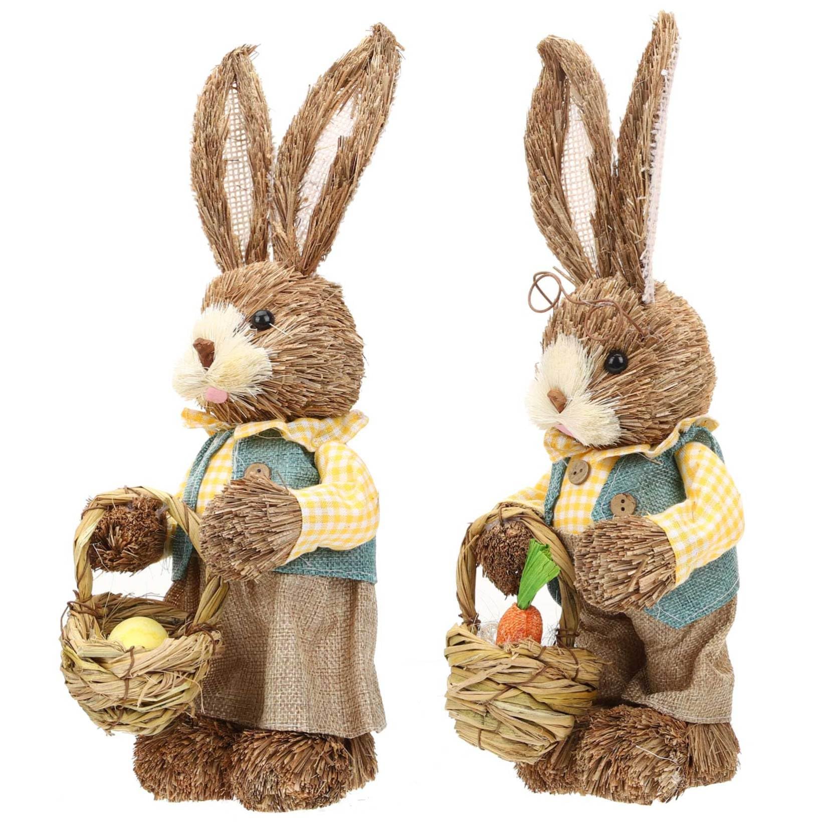 STOBAZA 4pezzi Statuette Di Coniglio Intrecciate Decorazioni Da Giardino Per Casa Stile Cartoon Per Pasqua e Decorazioni Festive