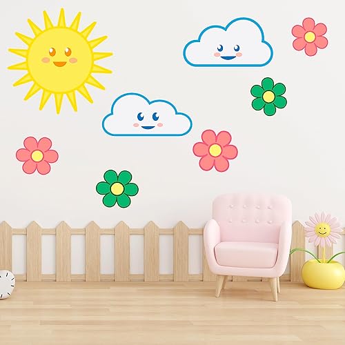 Miniatura 4 de Calcomanías de pared para habitaciones de niños – Happy Sun – Fabricado en Estados Unidos – Grande