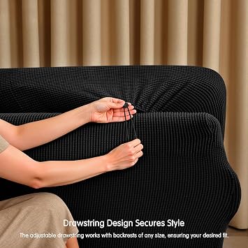 CHUN YI 7 Piece Couch Covers Sofa Covers Washable, Stretch Sofa Slipcovers for 3 Cushion Couch with Seperate Backrest and Cushion Covers, Anti Slip Furniture Protector for Dogs Pets (Large, Black)