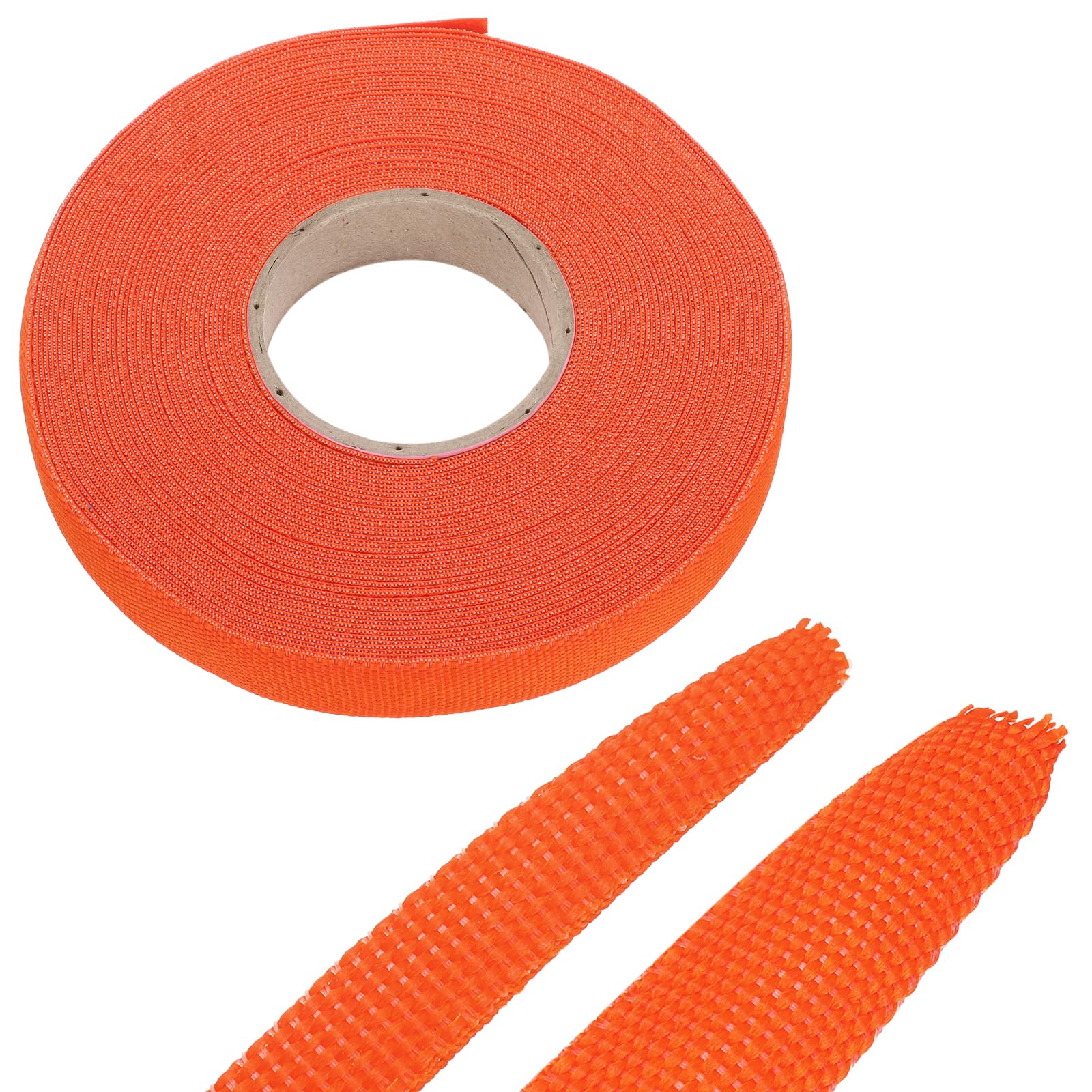 sourcing map 18m Braided Cable Sleeves Heat Shrinkable Fabric Sleeving,PET Expandable 1/2" 60ft Orange 2:1 Ratio Heat Shrinkable Cord Protector for Harness Network Cable Protection
