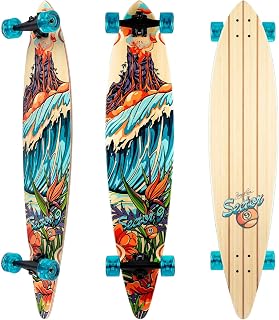 Sector 9 Bamboo Maverick 44" Pintail Longboard Skateboard - Island Art, Gullwing Trucks, Smooth Carving