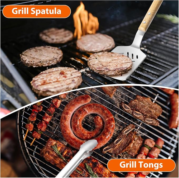Set de 5 herramientas para parrilla de acero y madera miniatura 6