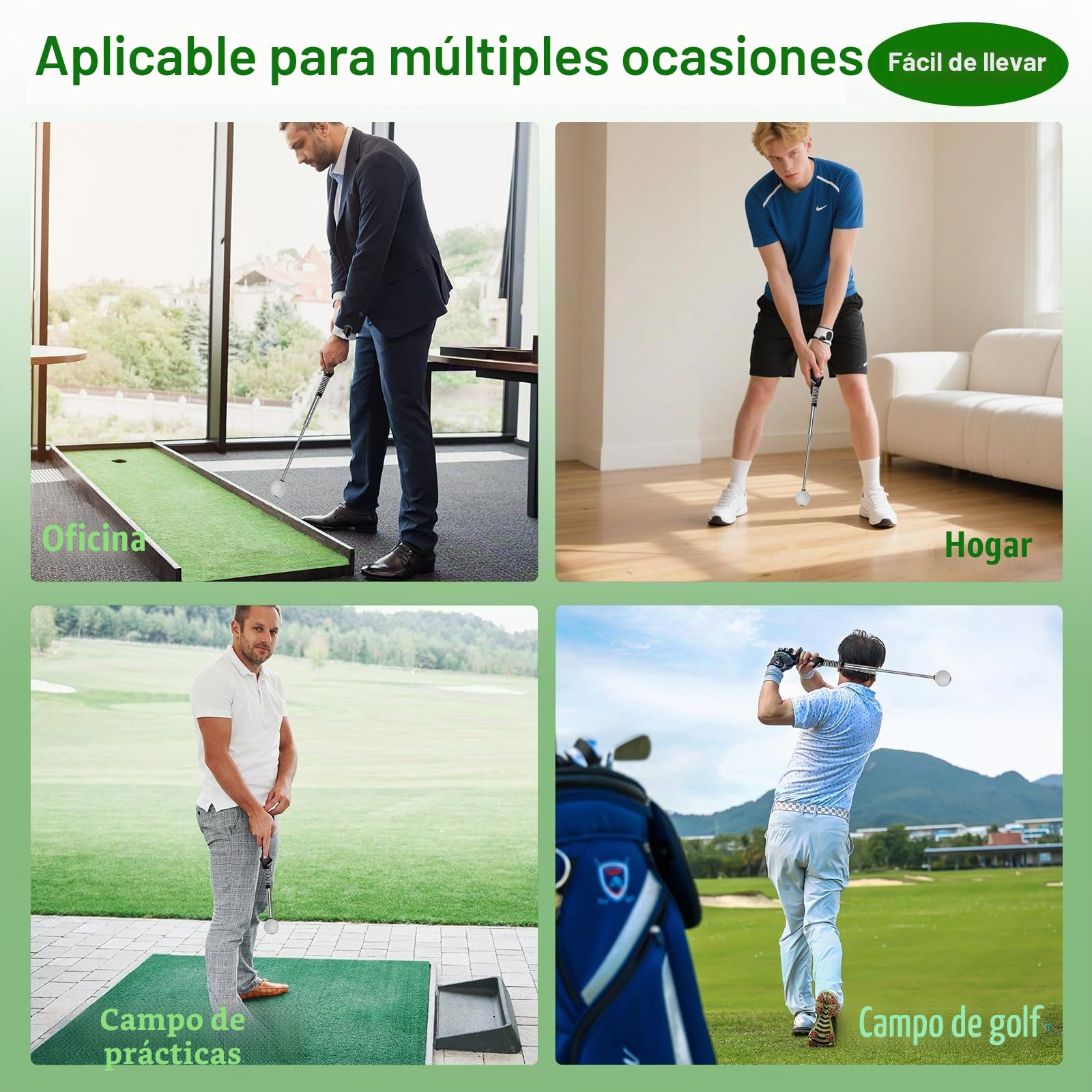 Entrenador de Swing de Golf Telescópico Retráctil con Click para Diestros