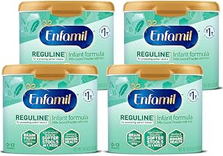 Enfamil Reguline Baby Formula, Designed for Soft, Comfortable Stools, with Omega-3 DHA & Probiotics for Immune Support, Reusable Powder Tub, 19.5 Ounce (Pack of 4)