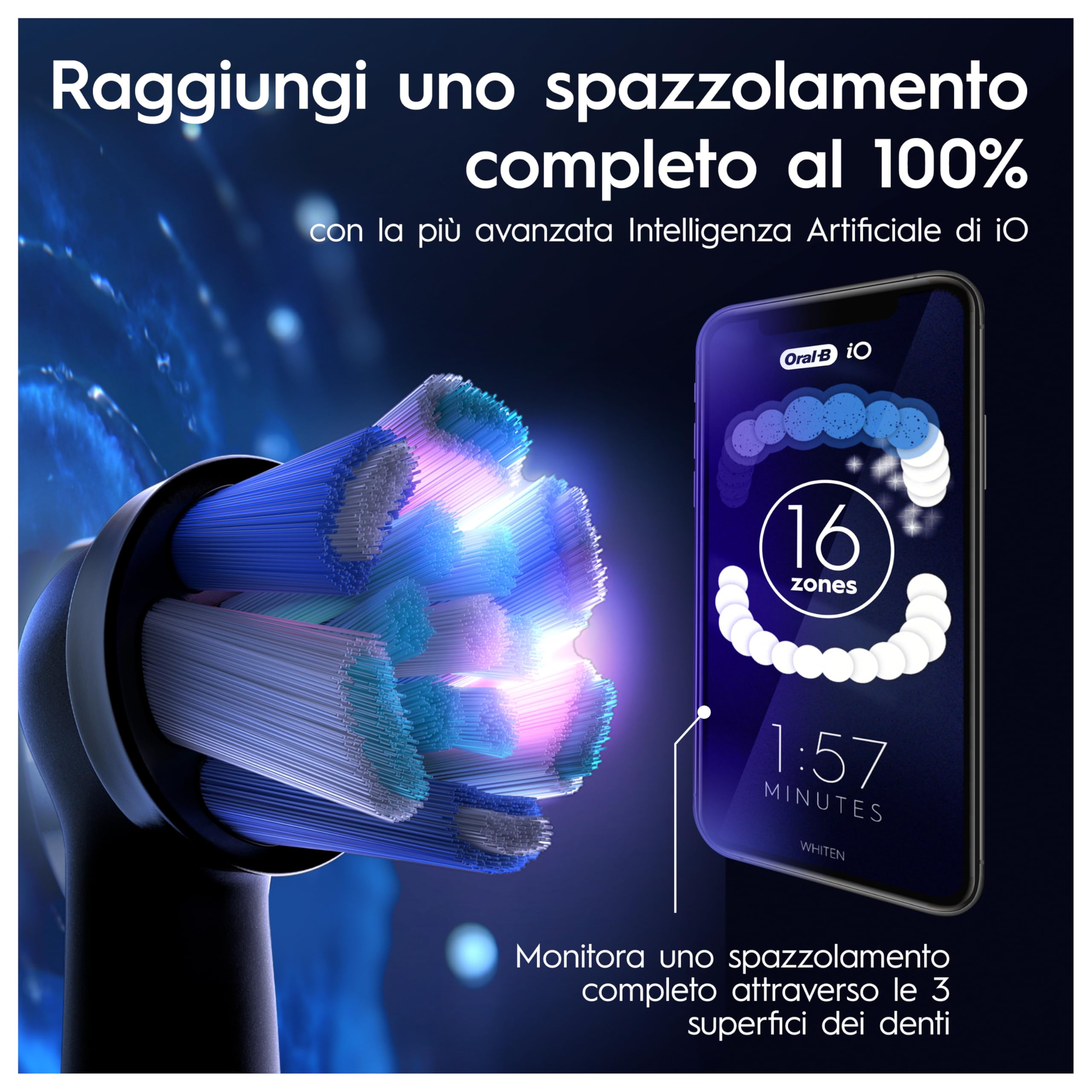 Oral-B Spazzolino Elettrico Ricaricabile iO 10 Nero, 3 Testine Oral B, Spazzolino Elettrico, 1 Custodia Da Viaggio Ricaricabile, Pulizia Denti Efficace