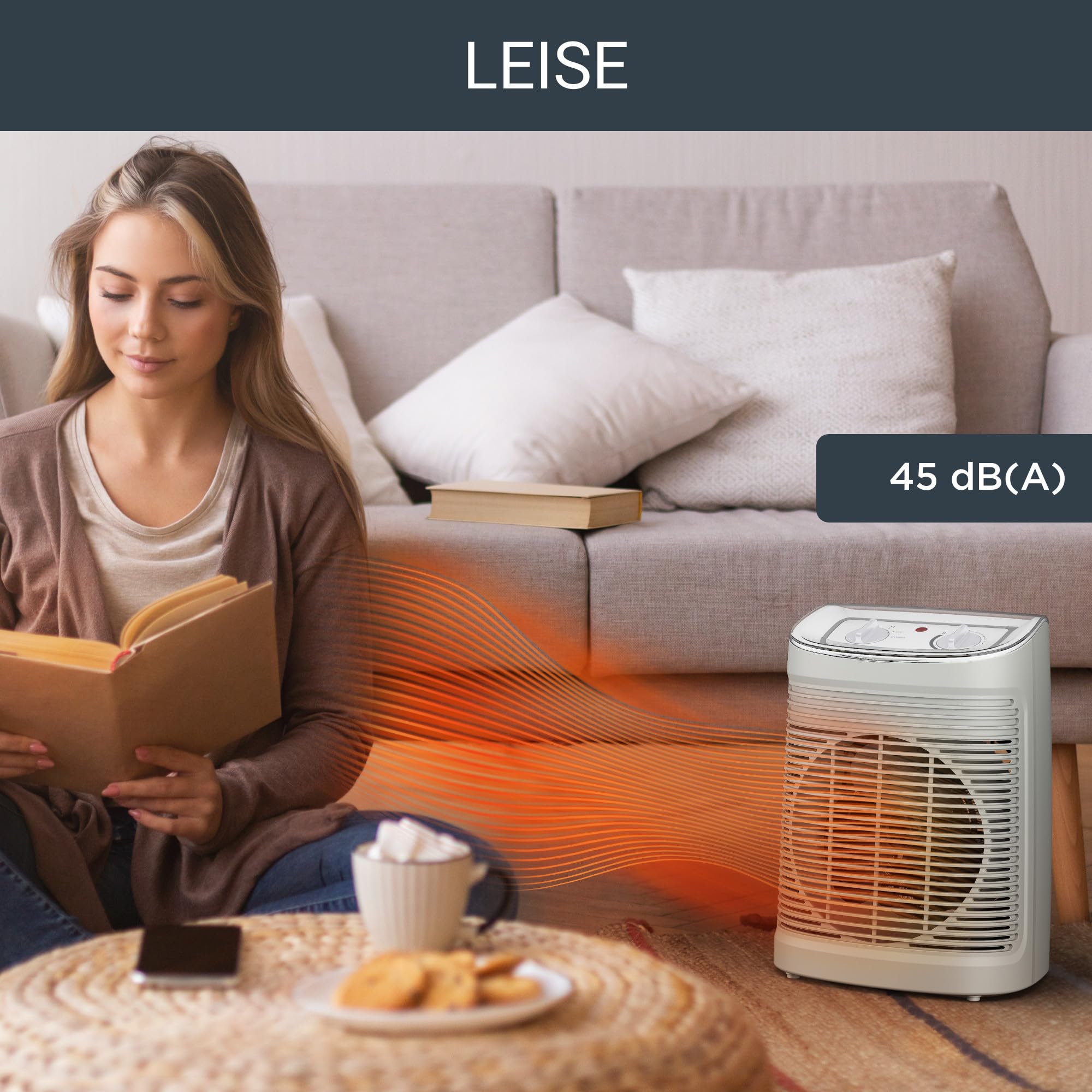 Rowenta SO6510F2 Instant Comfort Aqua Heizlüfter 1200-2400W Elektroheizung Hellgrau