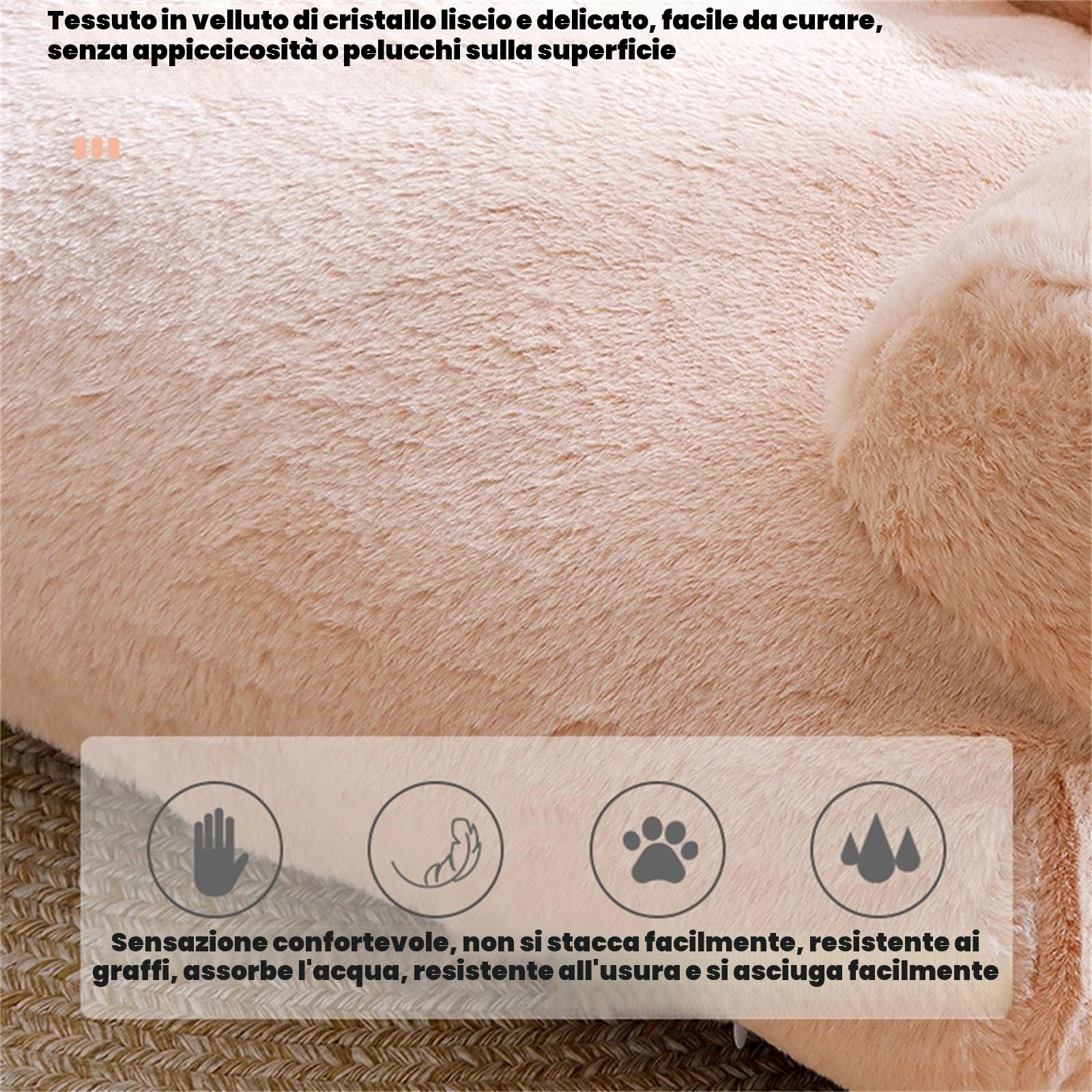 Calming Pet Sofa,Calming Dog Bed Fluffy Plush pet Sofa, Dog Bed for Small Medium Large Dogs, Memory Foam with Removable Washable Cover (L, Brown)