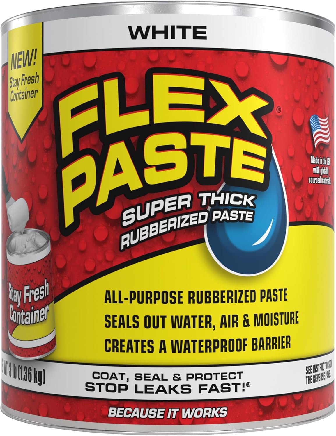 Flex Seal Paste 3 lb Tub (White) Bundle with Allway Tools Putty 3-Piece Knife Set (2 Items)
