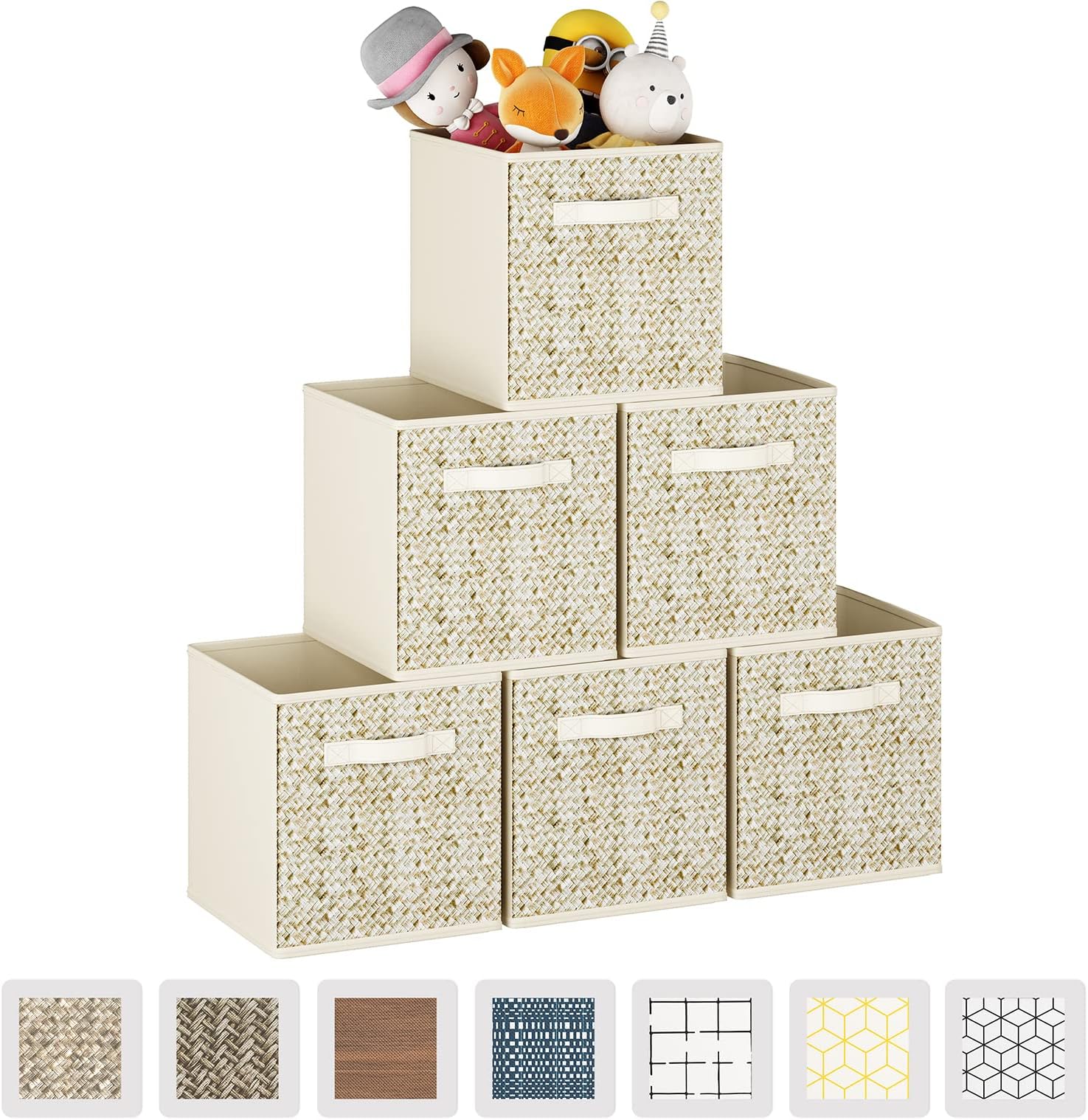 Wisdom Star 6 Pack Fabric Storage Cubes with Handle, Foldable 13x13 Inch Large Cube Storage Bins, Storage Baskets for Shelves, Storage Boxes for Organizing Closet Bins
