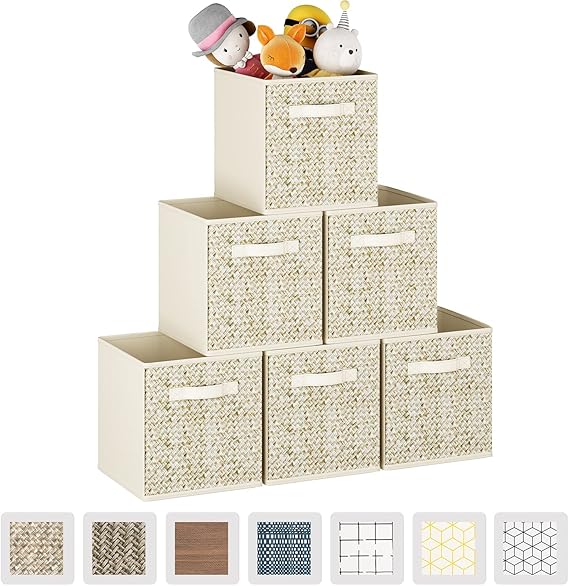 Wisdom Star 6 Pack Fabric Storage Cubes with Handle