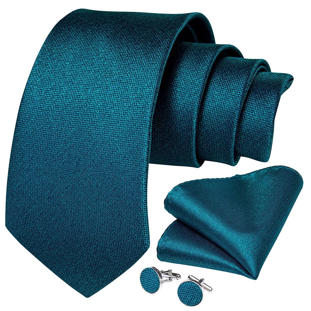 3-pak Blauw Brown Solidny męski zestaw krawatów Poszetka Kwadratowe spinki do mankietów Prezent Biznesowy klips do krawata ślubnego (kolor: rozmiar jeden rozmiar) (Blauw