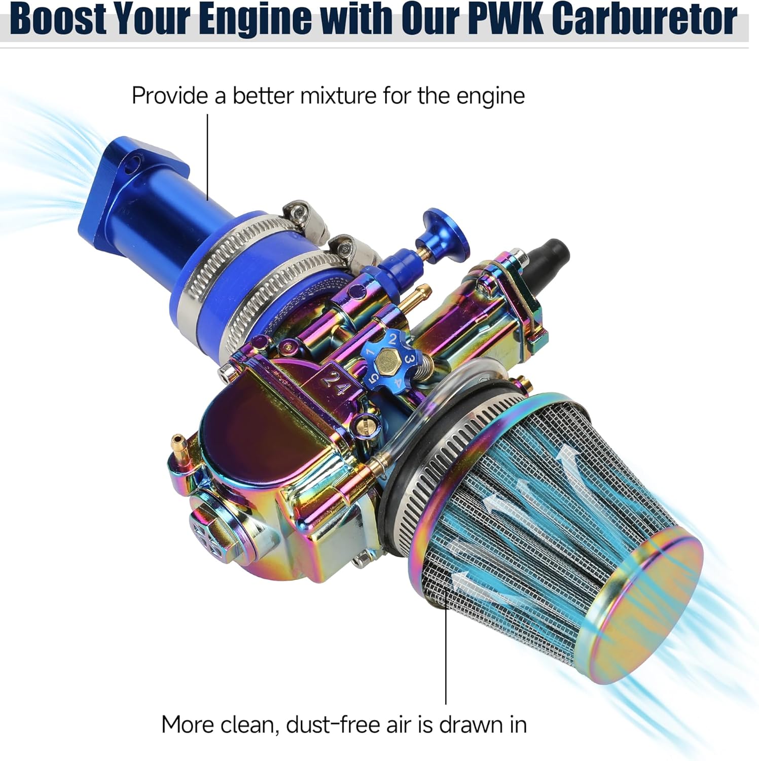 PWK 24mm Carburetor Carb Exhaust Muffler Stage 2 Kit Replacement for Predator 212 224cc 196cc Coleman Mini Bike CT200U CT200U-EX BT200X Baja Warrior Trailmaster MB200 Go Kart Parts