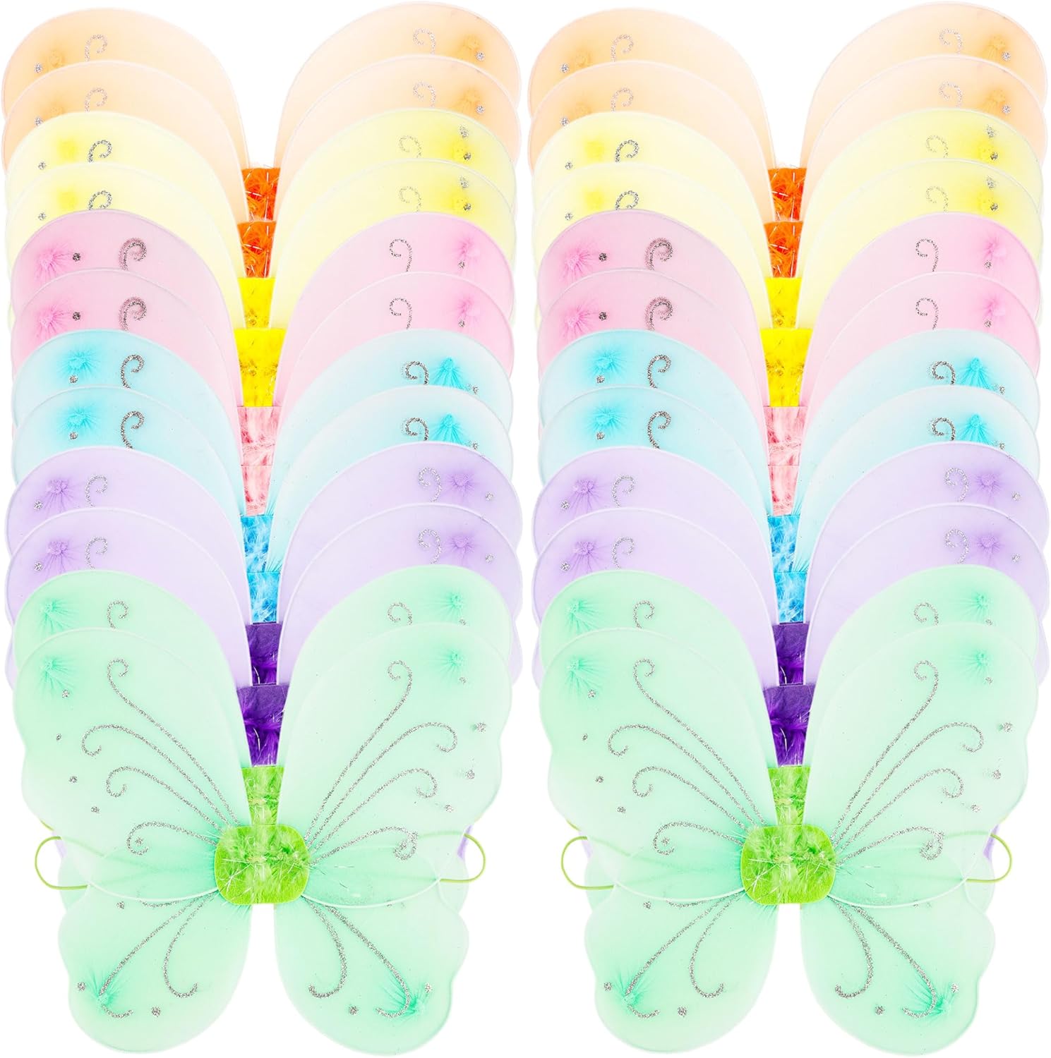24 Pack Girls Fairy Wings Bulk Butterfly Wings Butterfly Angel Costume Wing for Kids Cosplay Wedding Decoration Party Dress up, 6 Colors