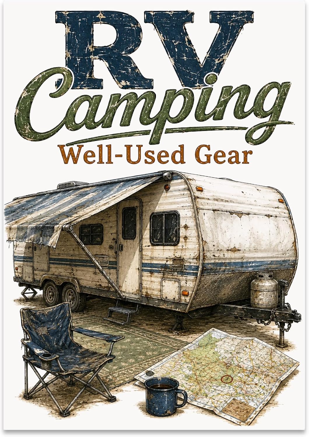 RV Camping Well-Used Gear Poster - Outdoor Adventure Decor - 13x19