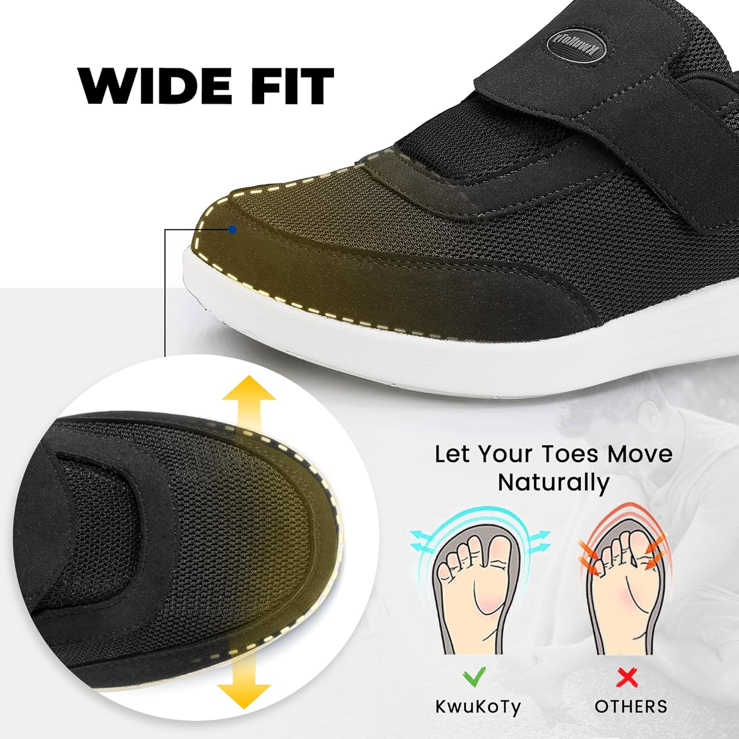 Men's Wide Diabetic Shoes with Air Cushion | Relax Series, Comfort for Swollen Feet... - Image 3