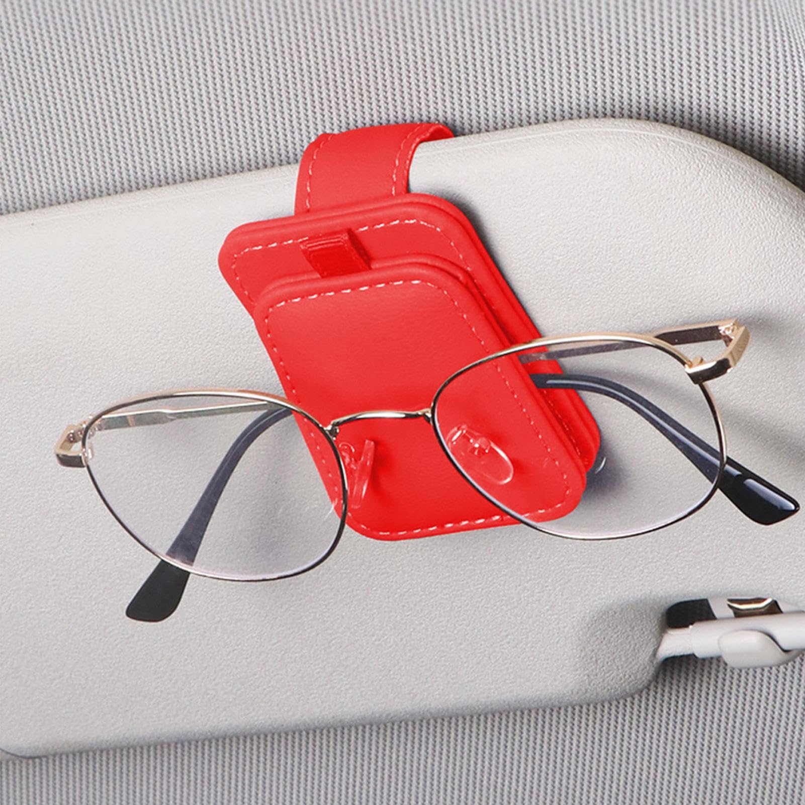 Clip per occhiali da sole, supporto automatico per occhiali da sole – clip magnetica per occhiali da sole | occhiali da sole in pelle gancio clip multifunzione per auto per diversi