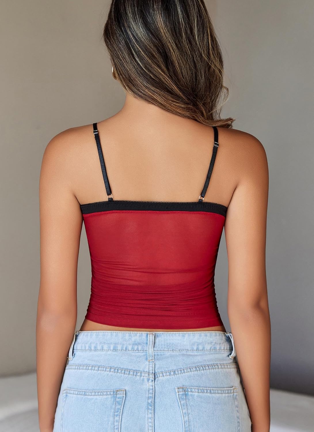 Avidlove Sexy Tops for Women Y2K Tank Top Mesh Camisole Cami Crop Trendy Ruched Going Out Tops - Image 2