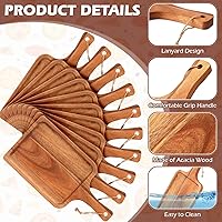 Vista 3 de Tanlade 16 tablas de cortar de madera de acacia con asa, tablas de cortar decorativas para charcutería, pizza, pan, queso, bandeja para servir