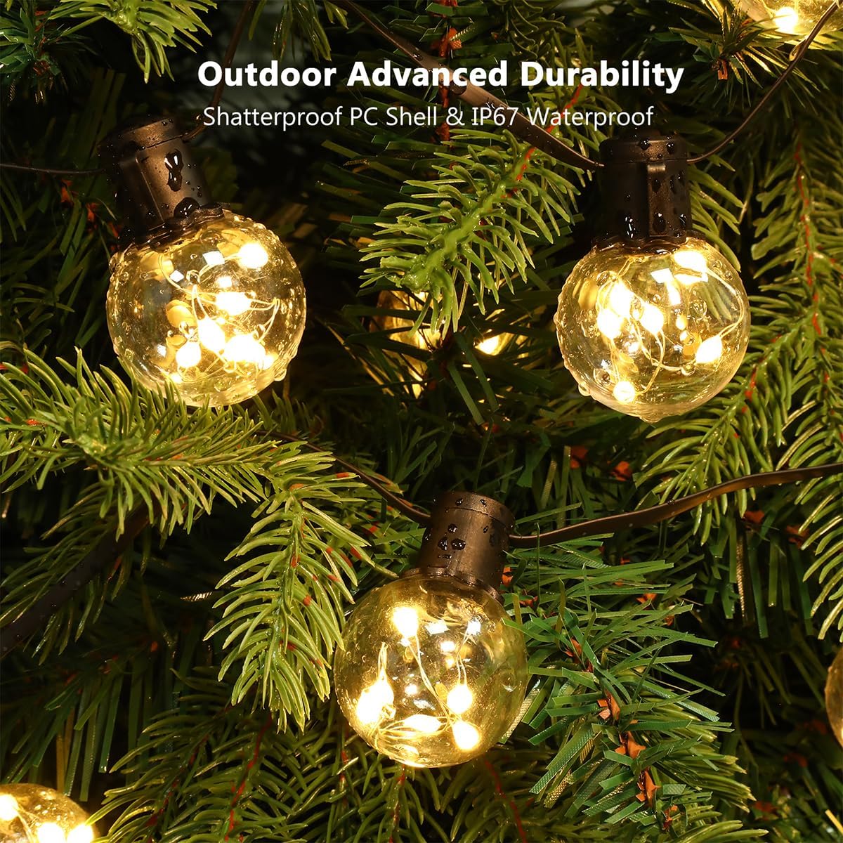 Outdoor String Lights Battery Powered, 22ft 20 G40 Warm White & Multicolor LED Bulbs Hanging Patio Lights Dimmable with Timer & Remote, IP65 Waterproof for Indoor Backyard Balcony Decor