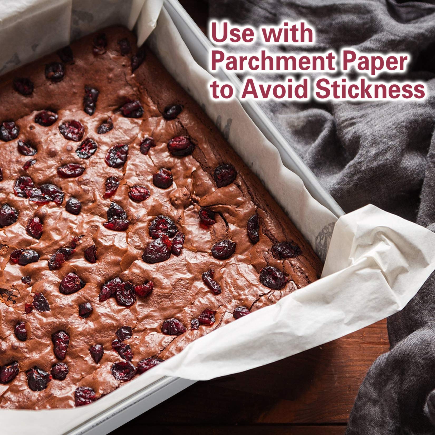 P&P CHEF 8 Inch Square Baking Pan Set of 4, Square Cake Pans, Stainless Steel Deep Bakeware for Lasagna Bread Brownie, 8"x8"x2", Leakproof & Heavy Duty, Easy Release & Dishwasher Safe - Image 7