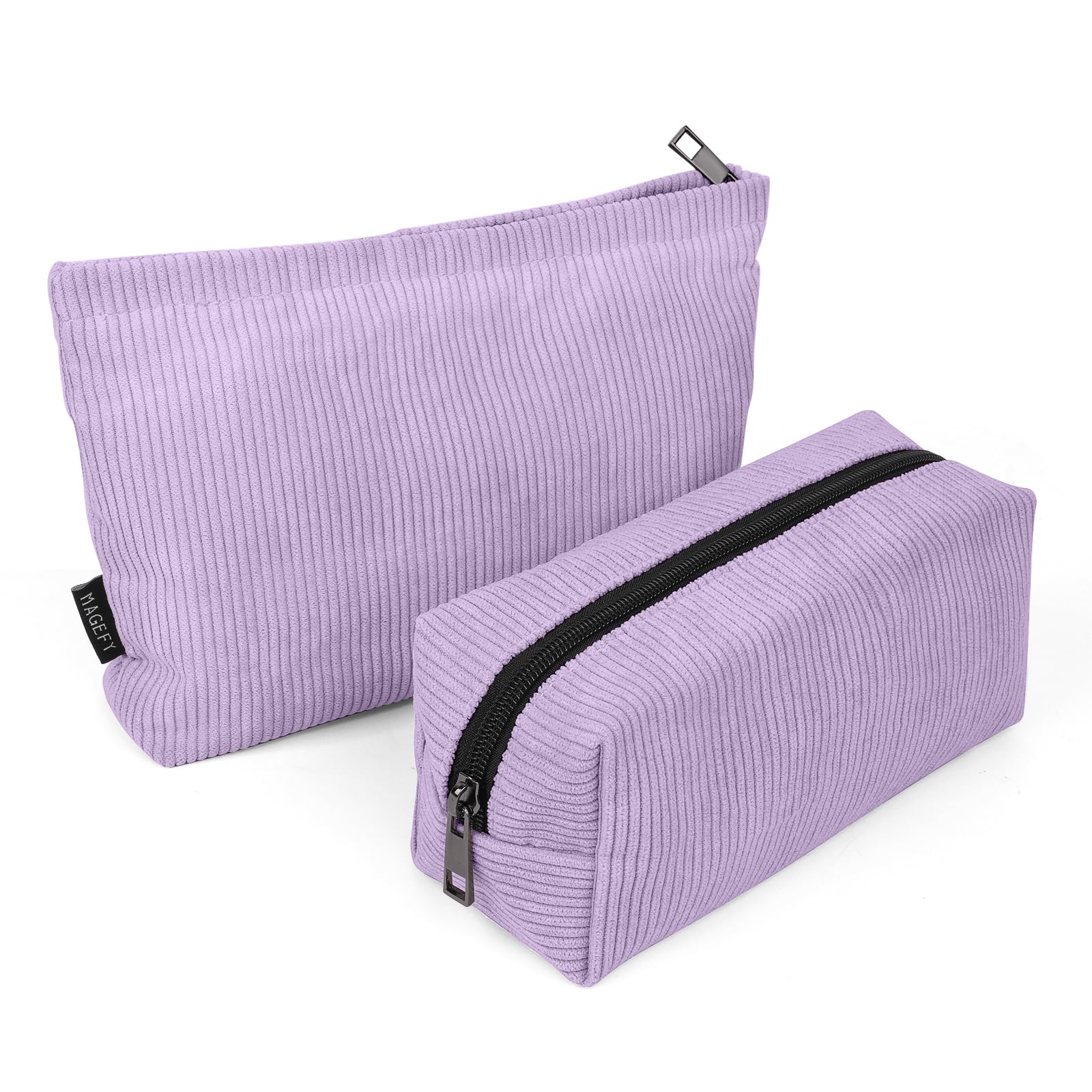 Cosmetic Bags for Women MAGEFY 2 Pcs Small Makeup Bags Corduroy Makeup Pouch Travel Make up Bag Portable Small Makeup Bag for Purse (Purple) - Image 4