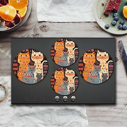 Miniatura 71 de Tucocoo Juego de 4 fundas redondas rojas para quemadores de estufa eléctrica, 8 y 10 pulgadas, cubiertas para quemadores de estufa de gas, cubierta