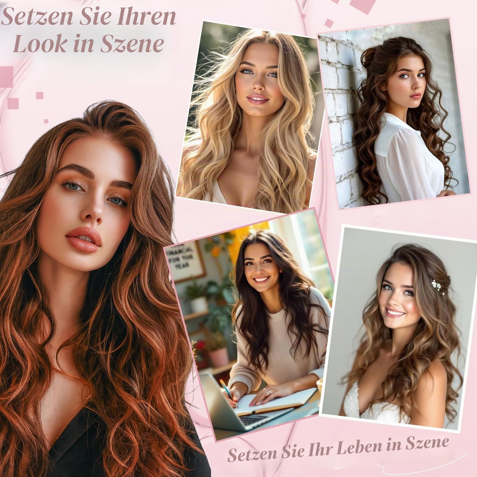 MY-LADY Clip in Extensions Echthaar 6 Stück, 40cm Haarverlängerung Natürlich, Single Clip Hair Extension Highlights für Frauen Damen Glatt Goldbraun&blond(#12P613, 40g)
