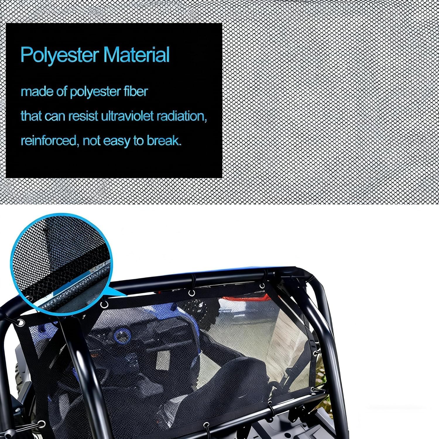 Window Net Roll Cage Mesh Net Guard Front Rear Right and Left Window Shade Shield Cover Door Scratch Prevention Compatible for UTV Polaris RZR 570 800 1000 900 RZR XP Turbo 2015-2019 2 Seater