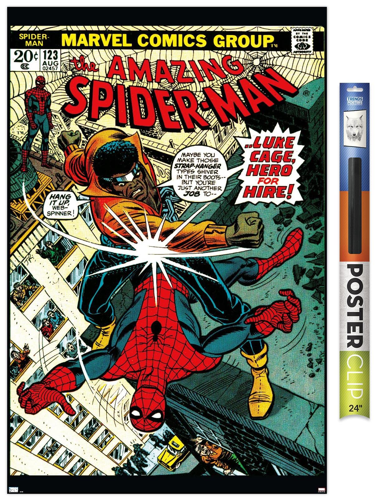 Trends International Marvel Comics - Amazing Spider-Man #123 Wall Poster, 22.375" x 34", Premium Poster & Clip Bundle