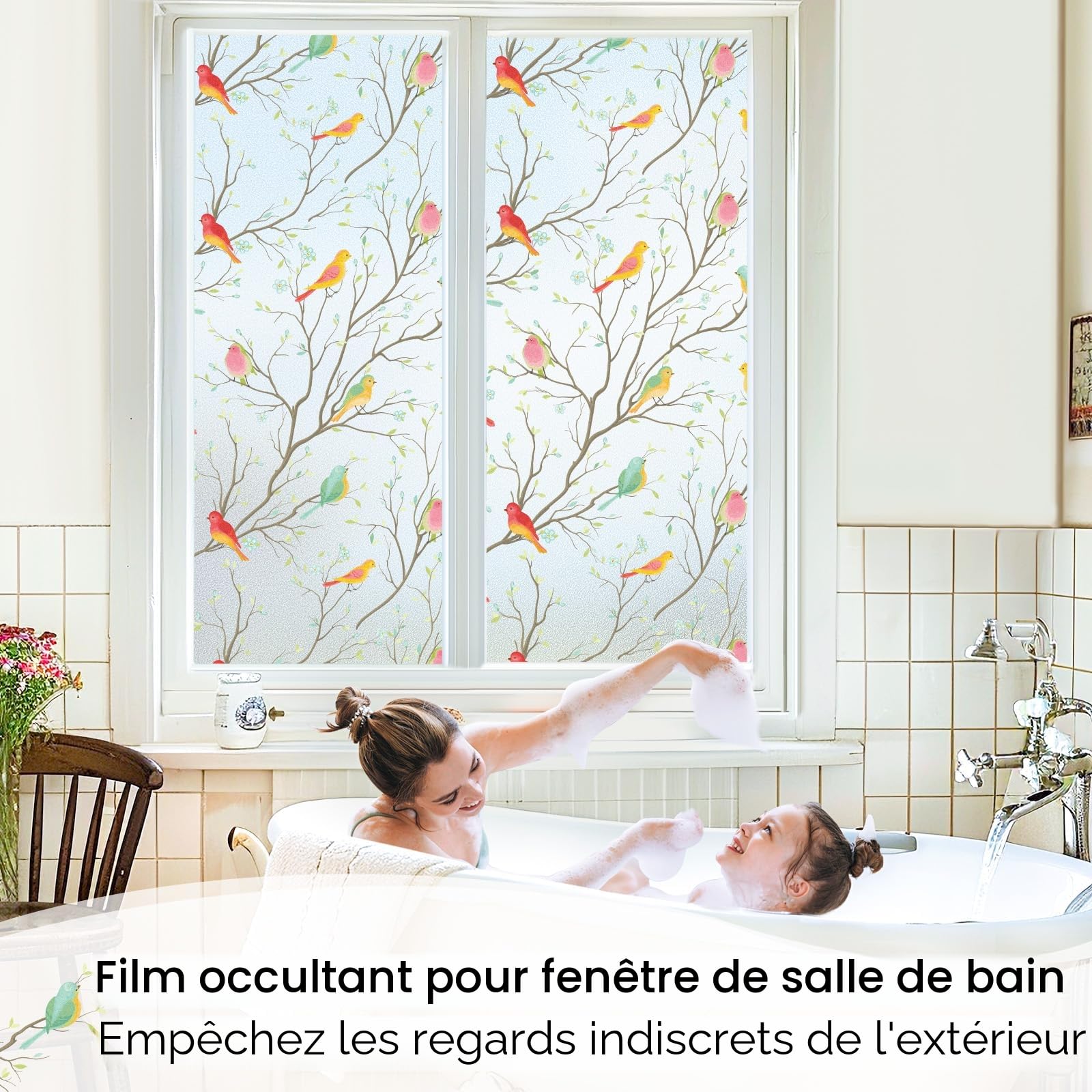 Lifetree Film pour Fenêtre sans AdhéSif - Anti Regard, Vitrail Autocollant Décoratif Opaque, Anti-UV, pour Fenêtres et Portes 115 x 200 cm