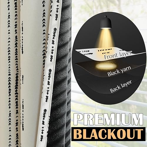 Miniatura 3 de Vangao Cortinas opacas bohemias de 84 pulgadas de largo para dormitorio, sala de estar, estampado geométrico, oscurecimiento de la habitación, con