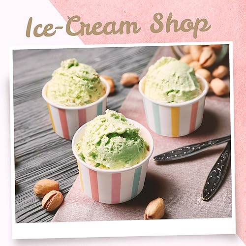 Miniatura 3 de MATICAN Tazas de helado de papel, 100 unidades de 5.5 onzas, cuencos desechables de postre para alimentos fríos o calientes, suministros de fiesta
