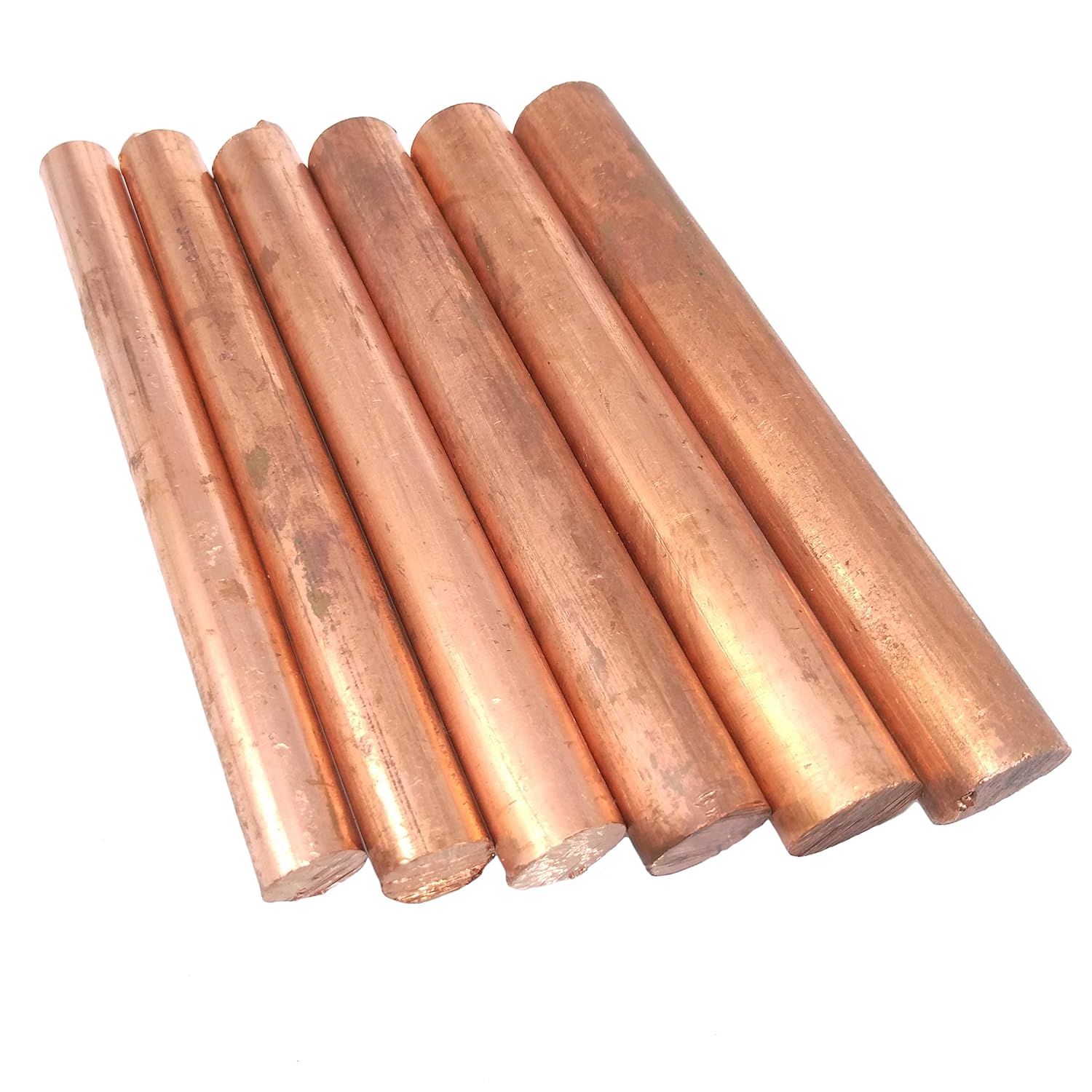 Yodaoke 6pcs 10mm-15mm Dia. 100mm Long 99.9% Pure Copper T2 Cu Metal Rods Cylinder Assortment Kit