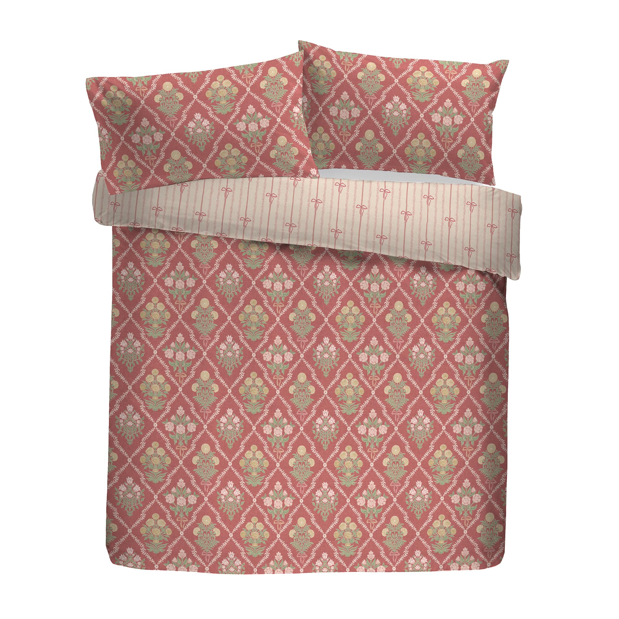 Julian Charles Pink Aurelia Ruffle Edge Reversible Cotton Duvet Set - King Size