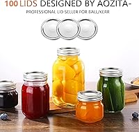 Vista 2 de Tapas de conservas para tarros Ball, Kerr – Tapas de metal tipo Mason para conservas – Material de grado alimenticio, 100% ajustado y hermético