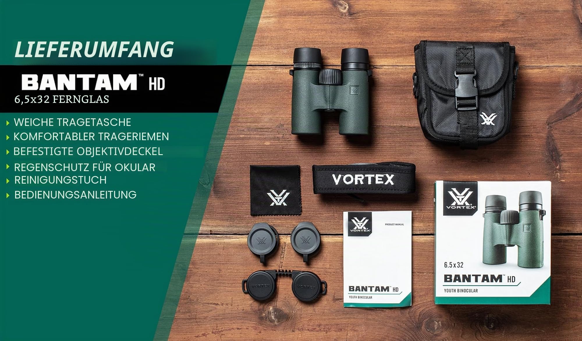 Vortex Optics Bantam HD 6,5 x 32 Jugendfernglas – HD optisches System, XR-Objektivbeschichtungen, Gummiarmierung, Stativ anpassbar, wasserdicht, beschlagsicher, stoßfest