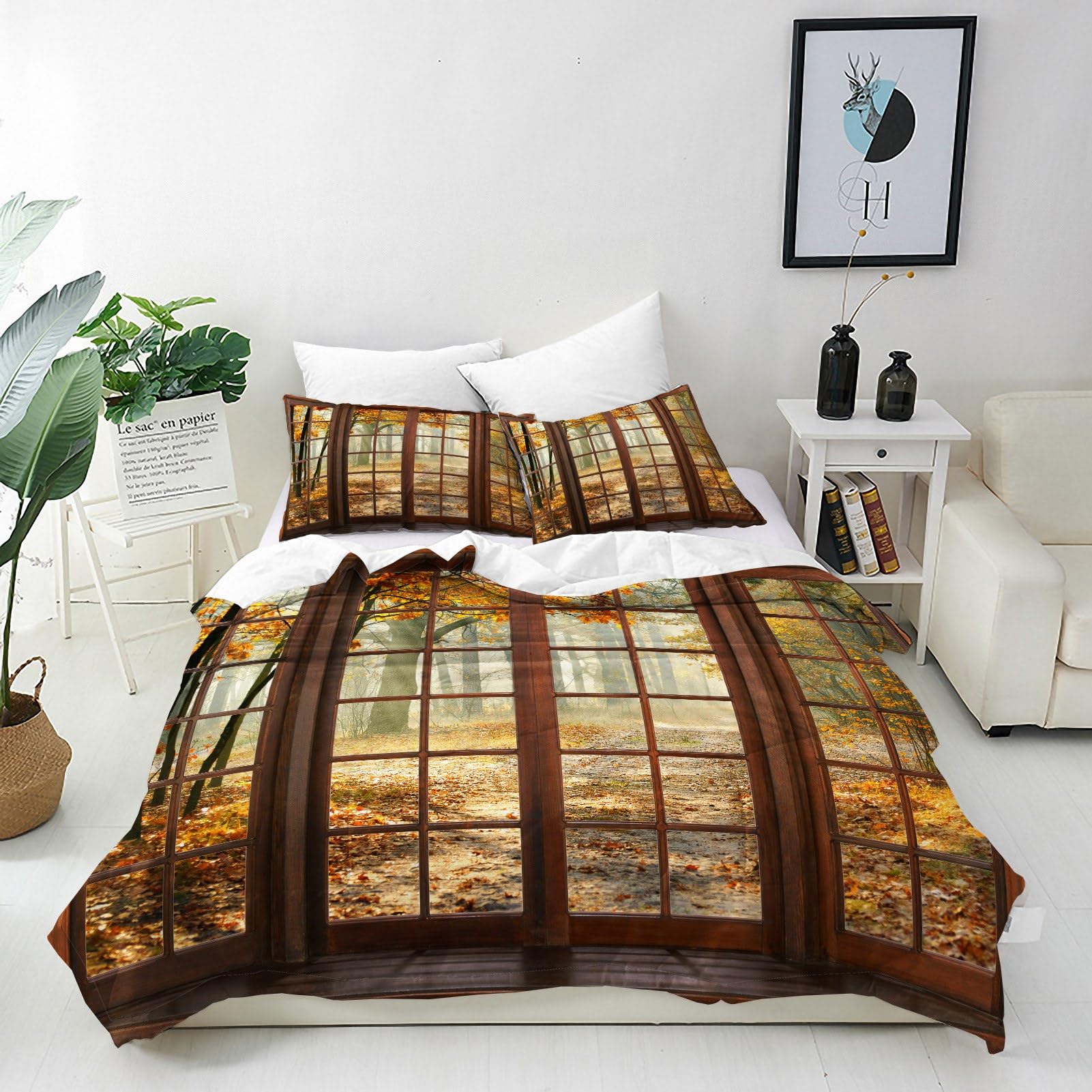 ANHOPE Autumn Forest Duvet Cover Set Super King 260x220cm, 2 Pillowcases