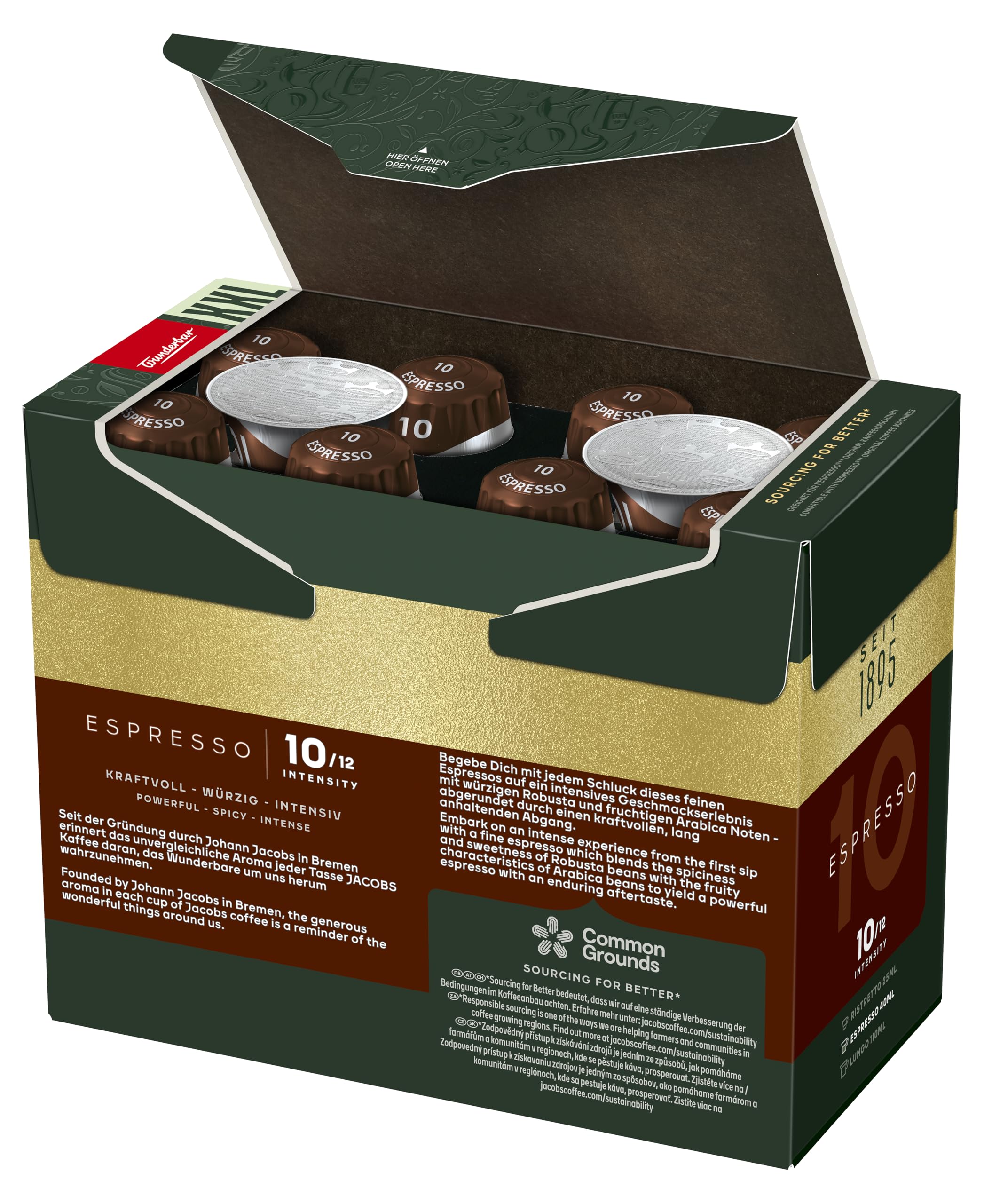 Jacobs Kaffeekapseln Espresso Intenso, Megapack XXL, Intensität 10/12, 5 x 40 Getränke, Nespresso* kompatible Kaffee Kapseln, 200 Kapseln
