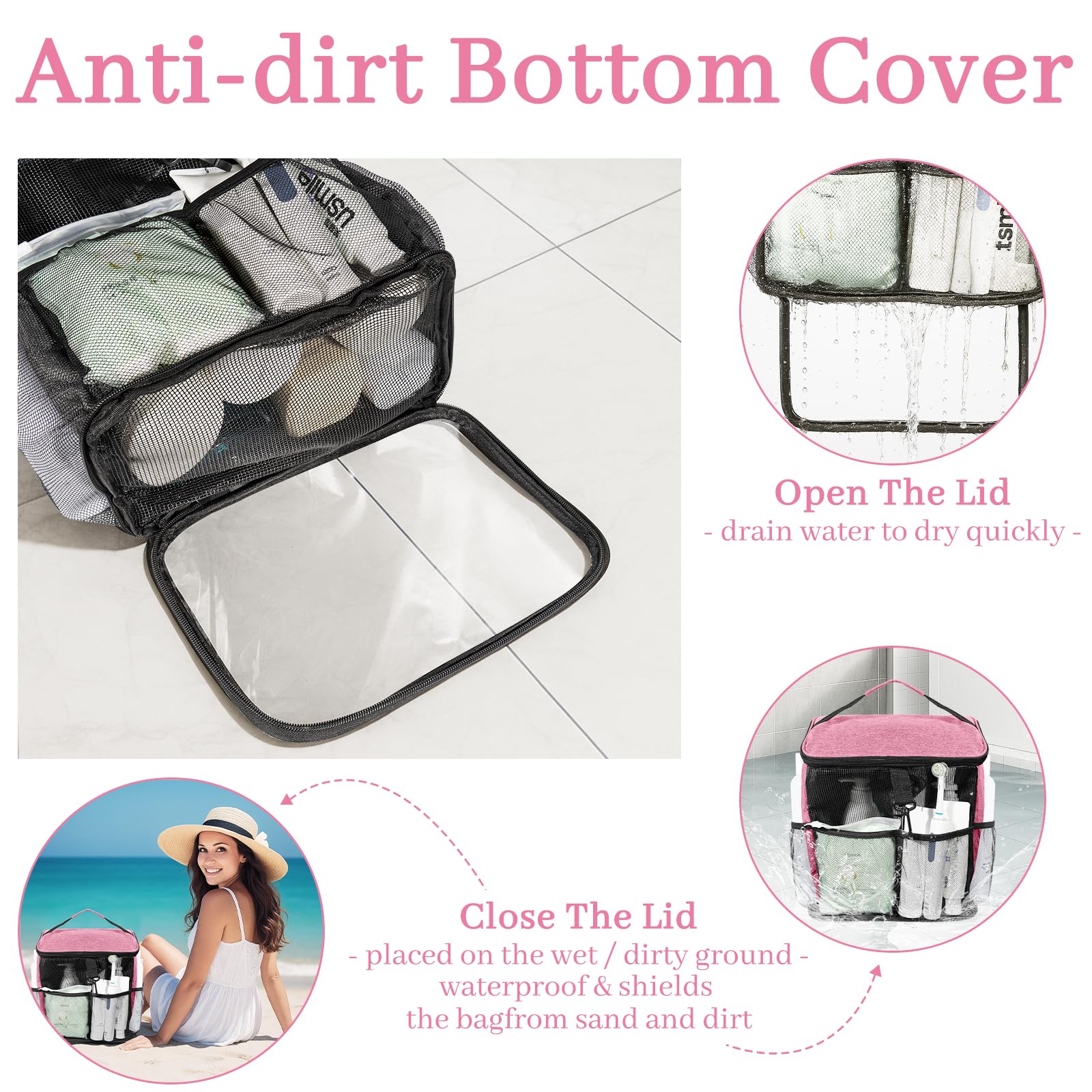 Cesta de ducha portátil de malla para baño