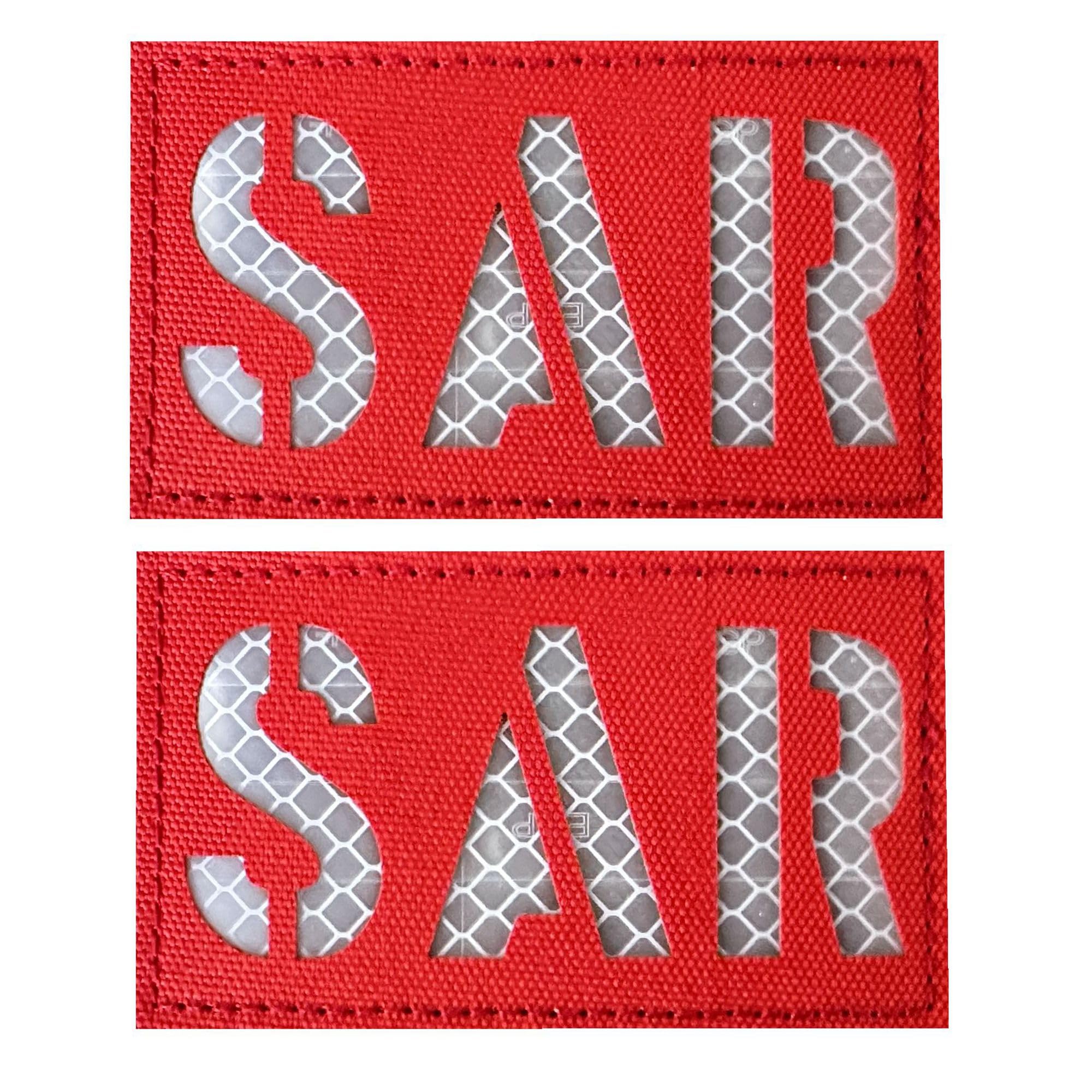 2 Pack Reflective Search and Rescue SAR Patch with Hook Back for Service Harness Tactical Vest Patch (SAR-1)