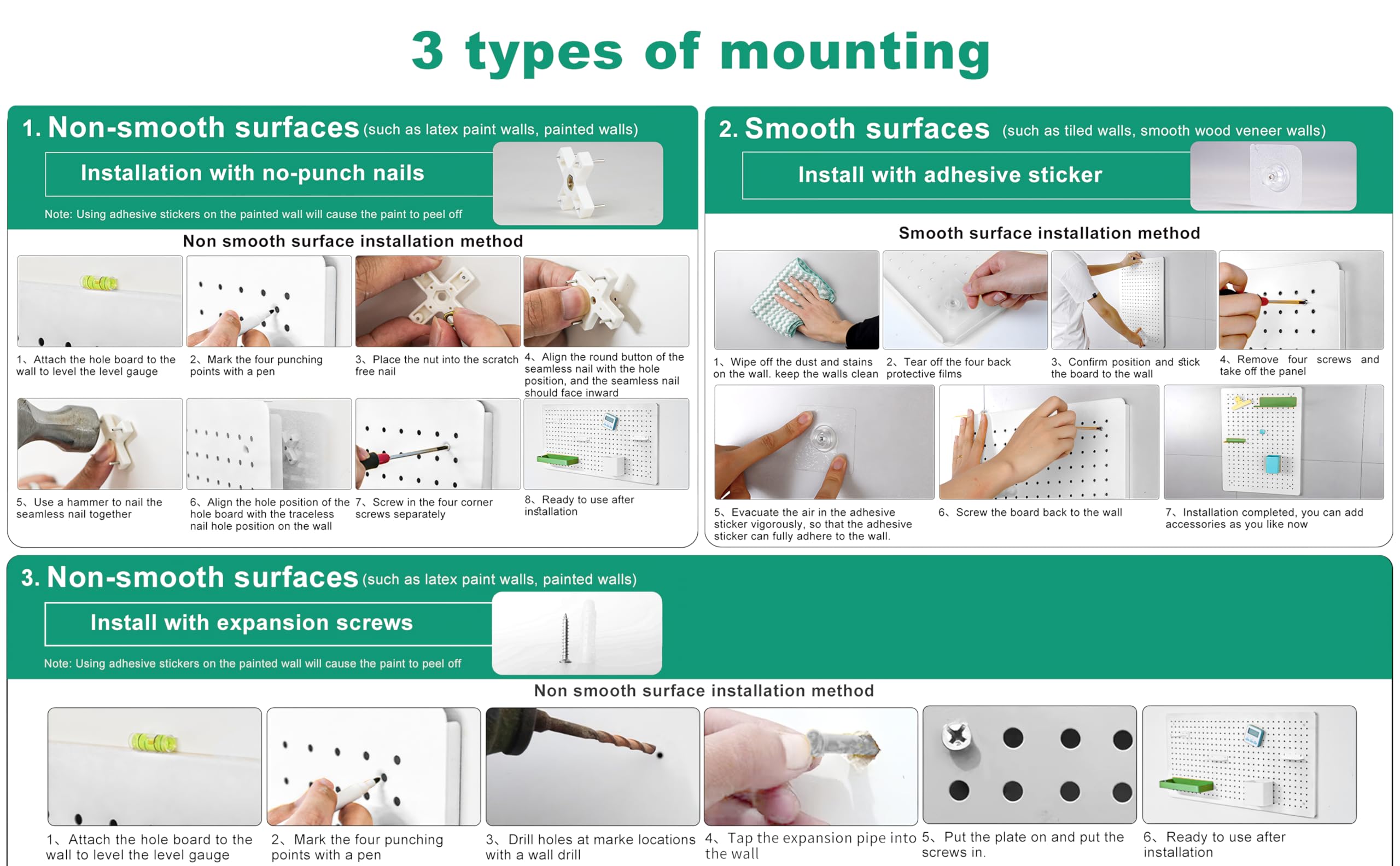 BETSO Pegboard,Fits 1/8" Pegboard Hooks Metal Pegboard 24 * 12 inch Wall Organizer for Craft Room Garage Kitchen,White (2pcs)