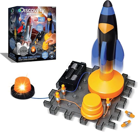 Discovery #MINDBLOWN Action Circuitry Electronic Experiment Mini STEM Set, Build-it-Yourself Engineering Toy Kit, Explore The Science of Motion, Rocket Launch Experiment, Great Gift for Kids Ages 8+