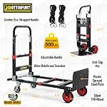 2025 Upgraded Convertible Hand Truck Dolly Cart, Heavy Duty 3 in 1 Hand Truck 500 Lbs, Folding Hand Truck Dolly with Brake Wheels, Anti-Slip Strip & 2 Elastic Ropes for Luggage Office Home Use